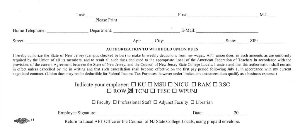 AFT Union Registration Card Picture